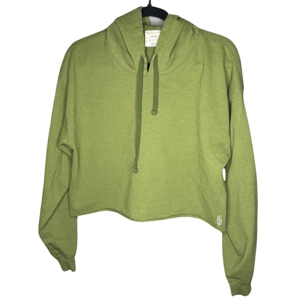 Free people movement - upcycle - cropped green hoodie - medium
